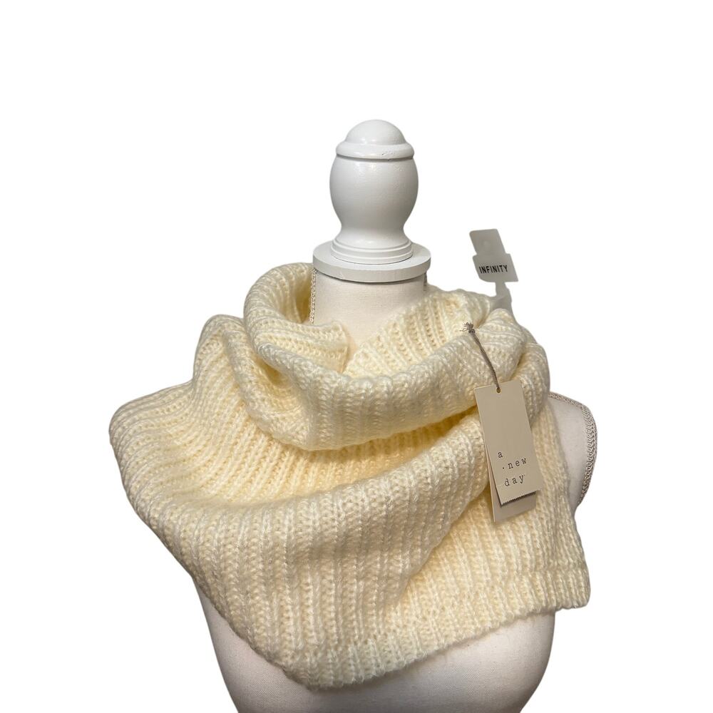 A New Day Women's Ribbed Cream Infinity Scarf - NWT